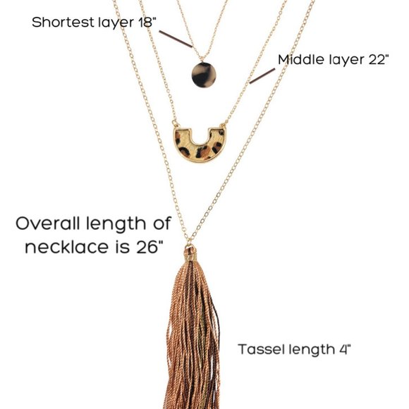 Statement Necklace Animal Skin Multi Layer Tassel - Picture 3 of 5